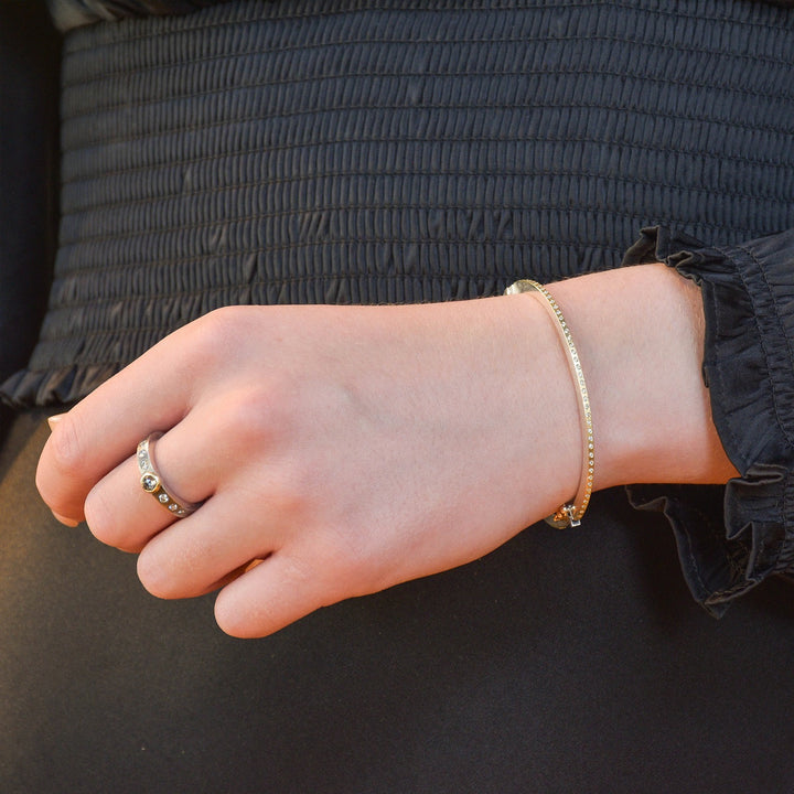 1.8mm Adam Yellow Gold All Diamond Bangle Bracelet