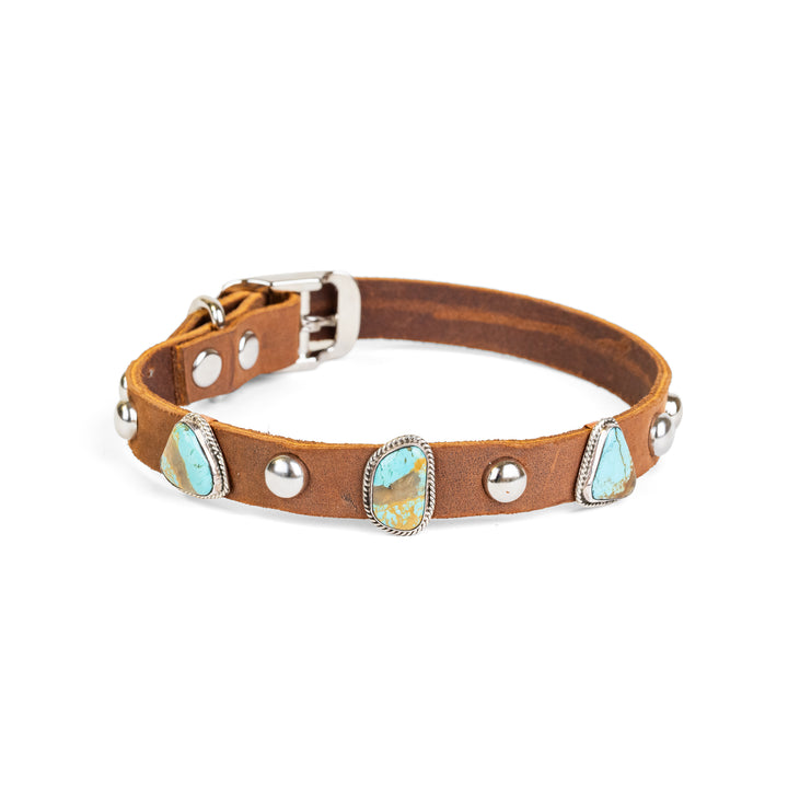 Kingman Turquoise 3 Stone Dog Collar