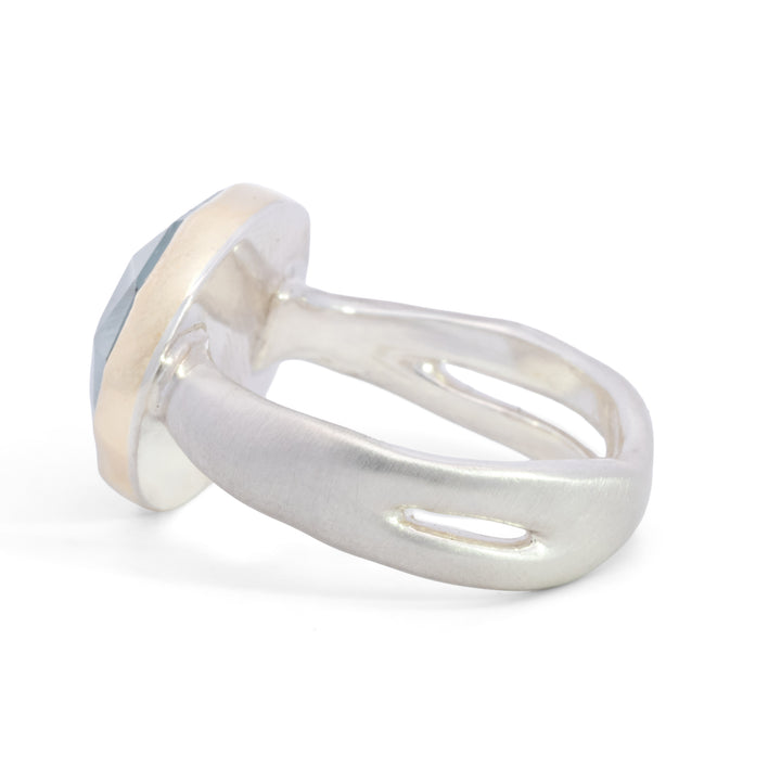 Small Asymmetrical Aquamarine Ring