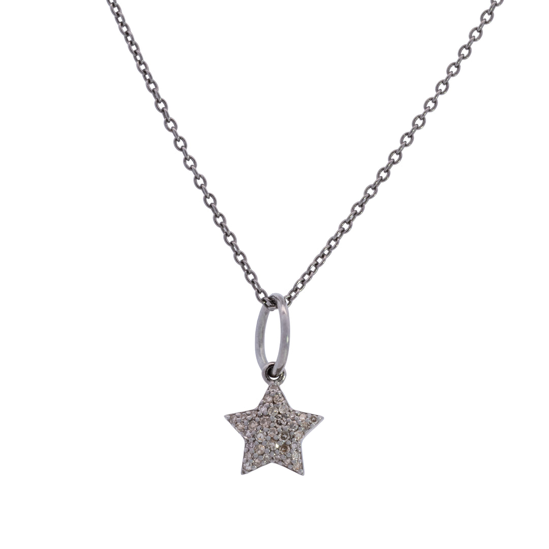 Small Pavé White & Black Diamond Star Charm