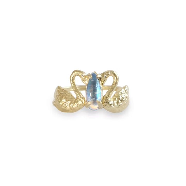Swan & Moonstone Ring