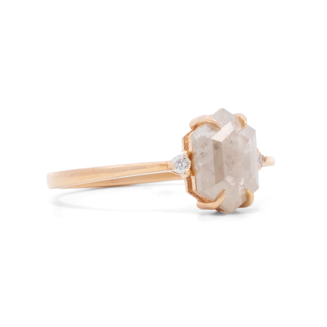 Icy Grey Hexagonal Cut Diamond Ring