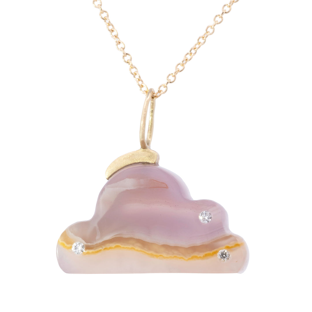 Lilac Banded Agate with Diamond Cloud Shaped Charm