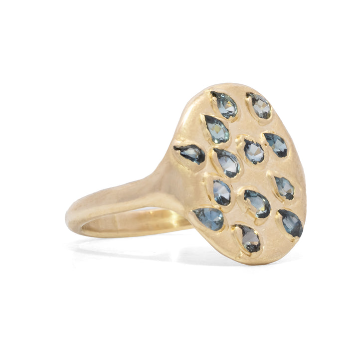 Rain Blue Sapphire Oval Signet Ring