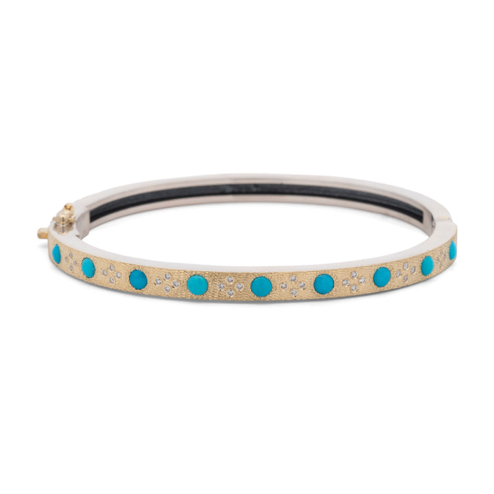 4mm Daphnie Sleeping Beauty Turquoise and Diamond Bracelet