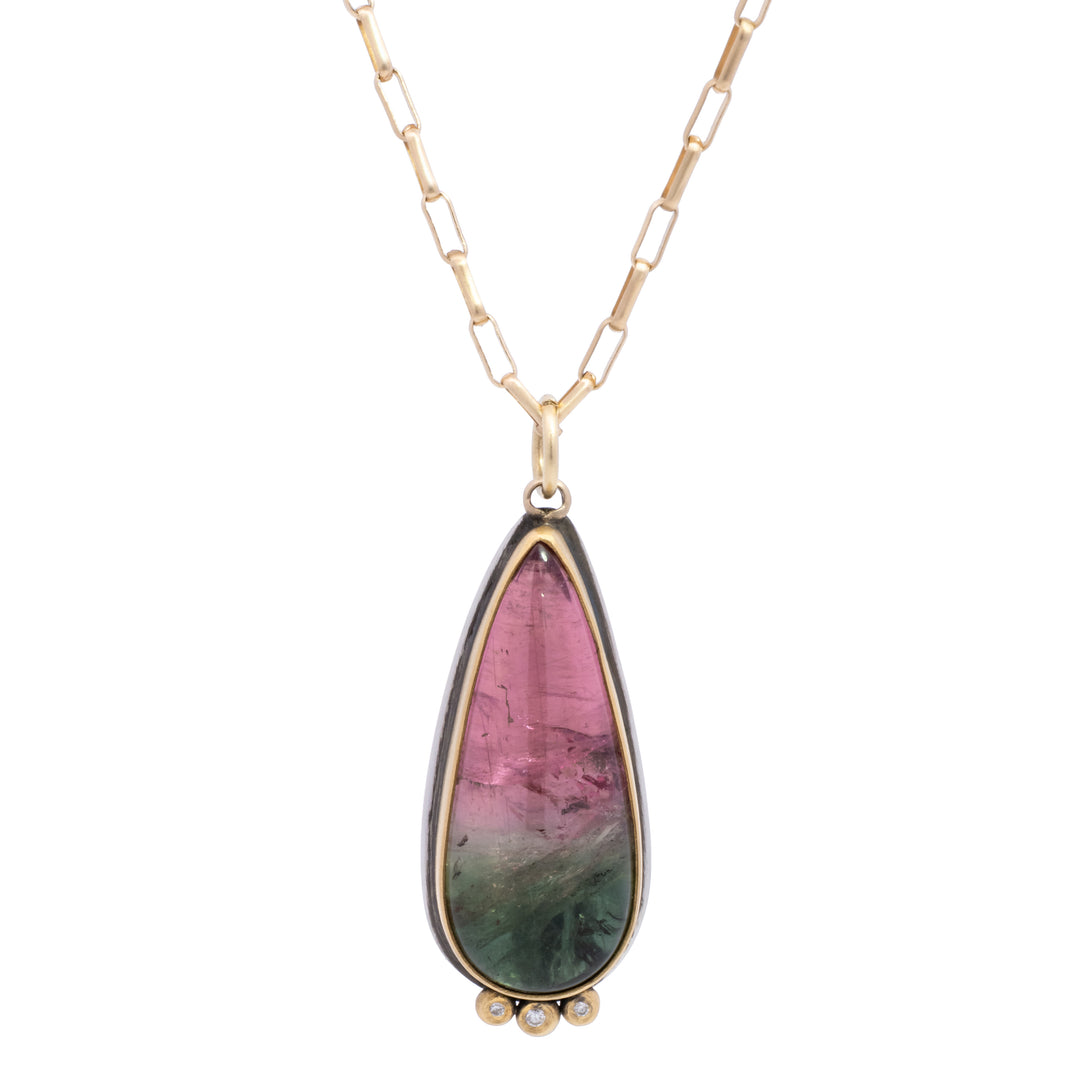 Watermelon Tourmaline Teardrop Necklace