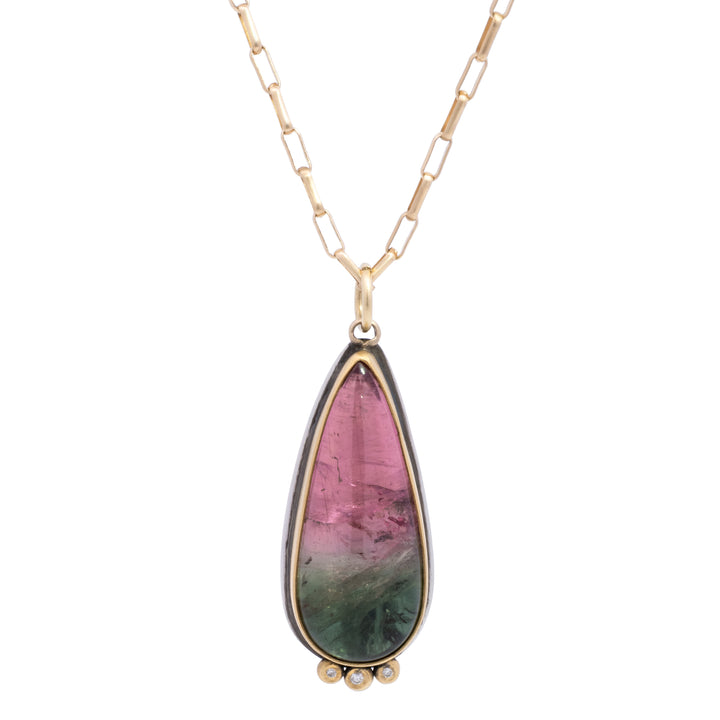 Watermelon Tourmaline Teardrop Necklace