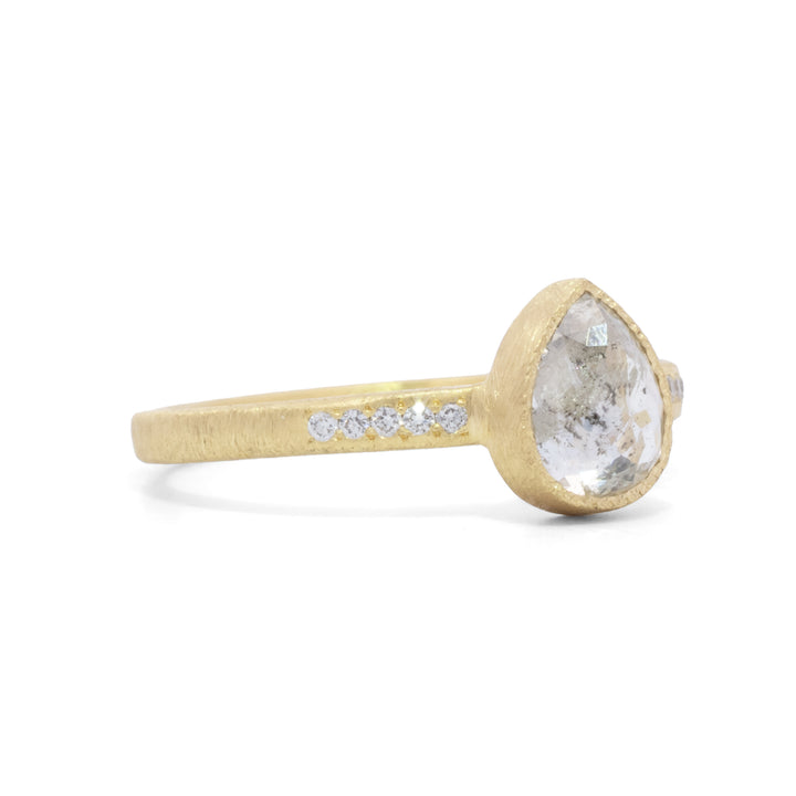 Salt & Pepper Pear Diamond Ring