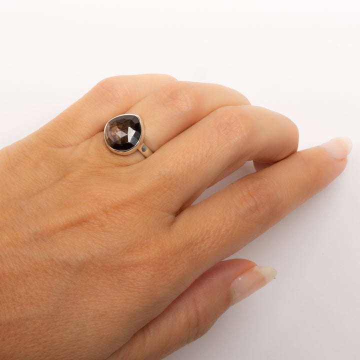 Small Teardrop Chocolate Sapphire Ring