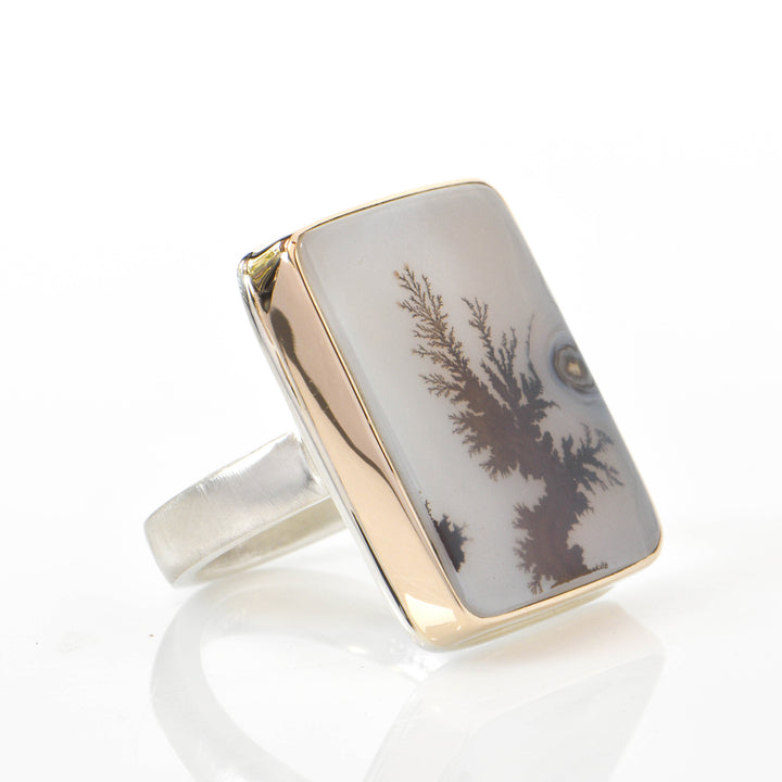 Rectangular Dendritic Agate Ring