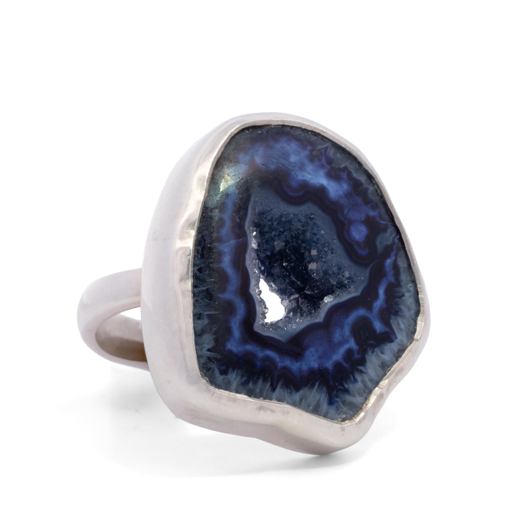 Asymmetrical Blue Agate Ring
