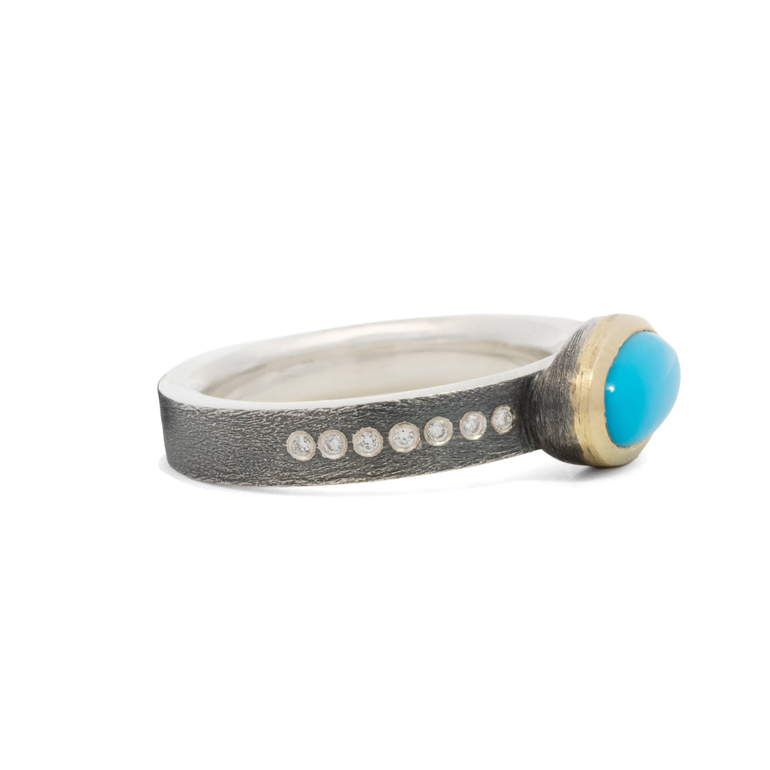 Trunk Show Oval Bezel Turquoise Two Tone Ring
