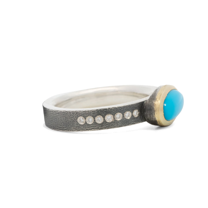 Trunk Show Oval Bezel Turquoise Two Tone Ring
