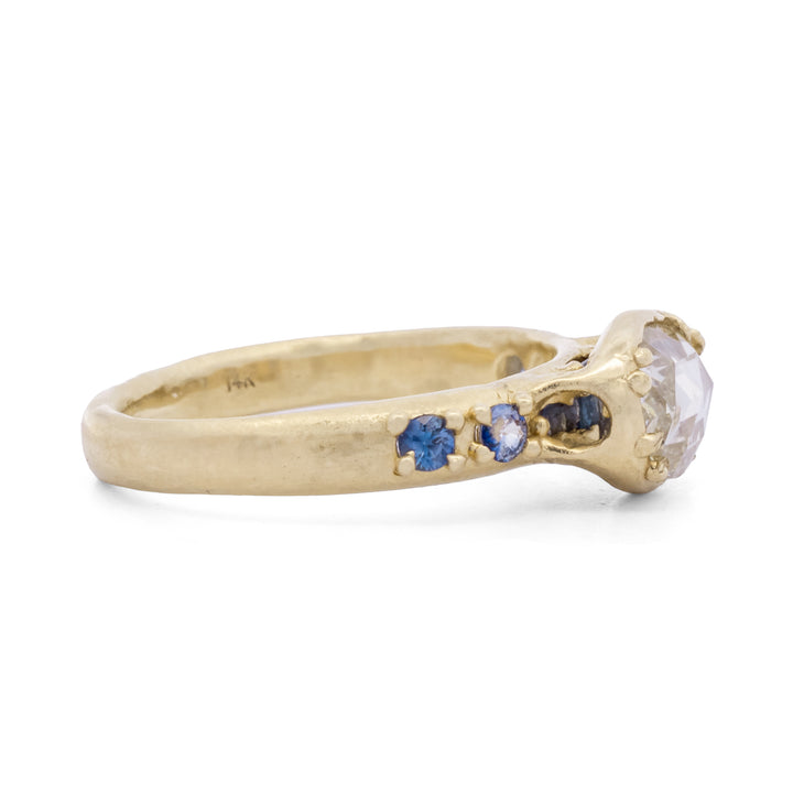 Oval Rose Cut Diamond & Sapphire Ring