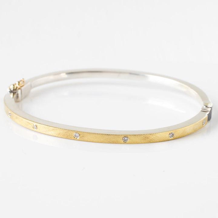 2.5mm Orly Gold & Silver Diamond Bangle Bracelet