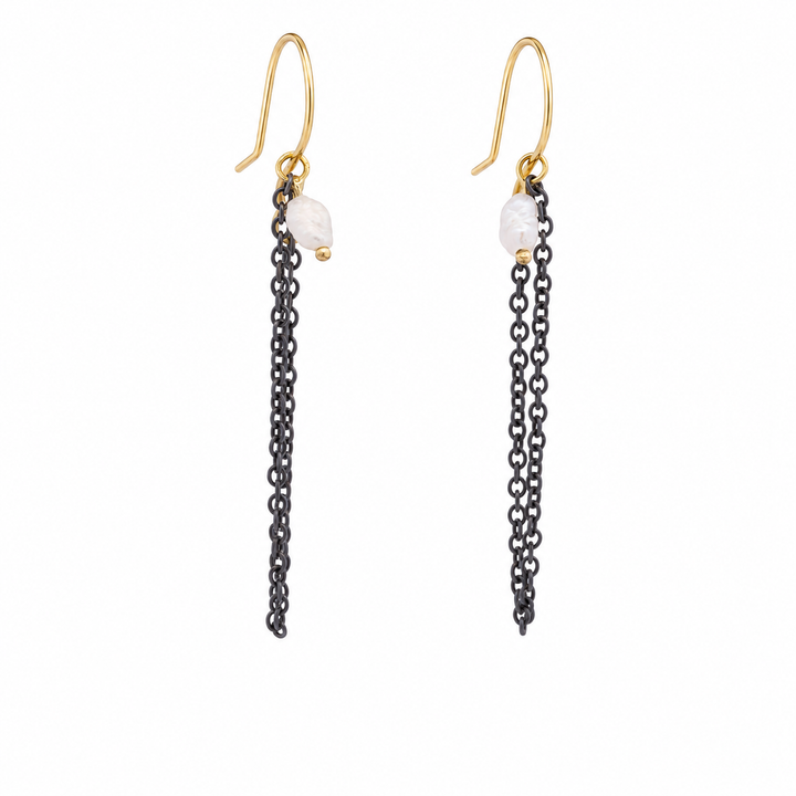 Chain Drop Pearl Earrings