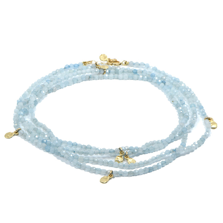Aquamarine Beaded Wrap Bracelet