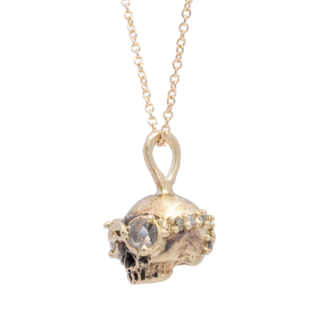 Rose Colored Glasses Diamond Skull Pendant