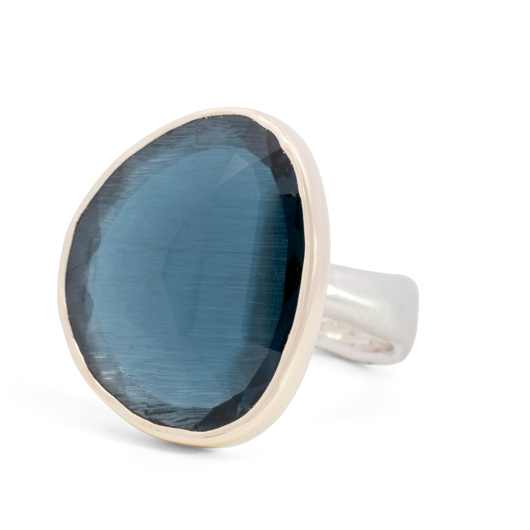 Asymmetrical London Blue Topaz Ring