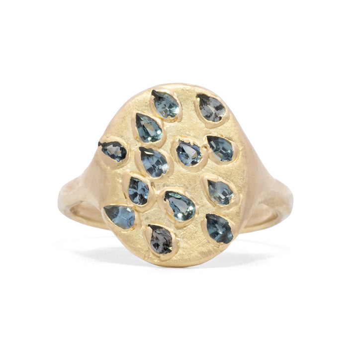Rain Blue Sapphire Oval Signet Ring