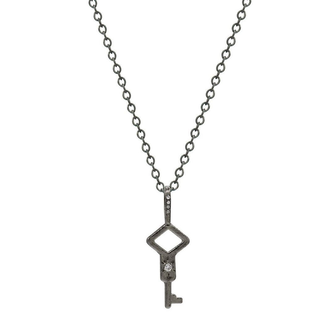 Library Diamond Key Antiqued Silver Diamond Key Pendant – Silverado Gallery