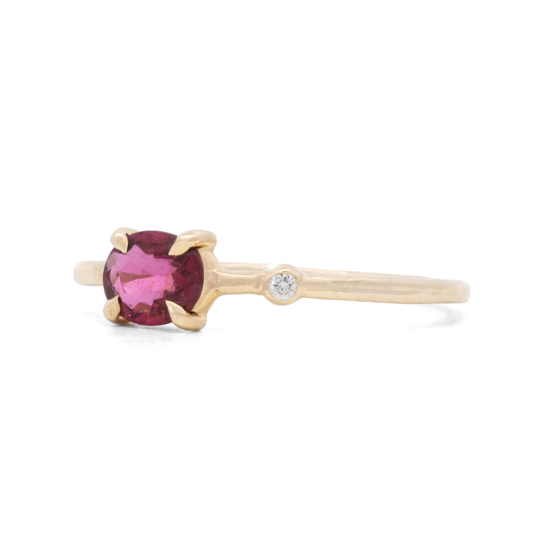 Prong Set Pink Spinel & Bezel Set Diamond Wink Ring