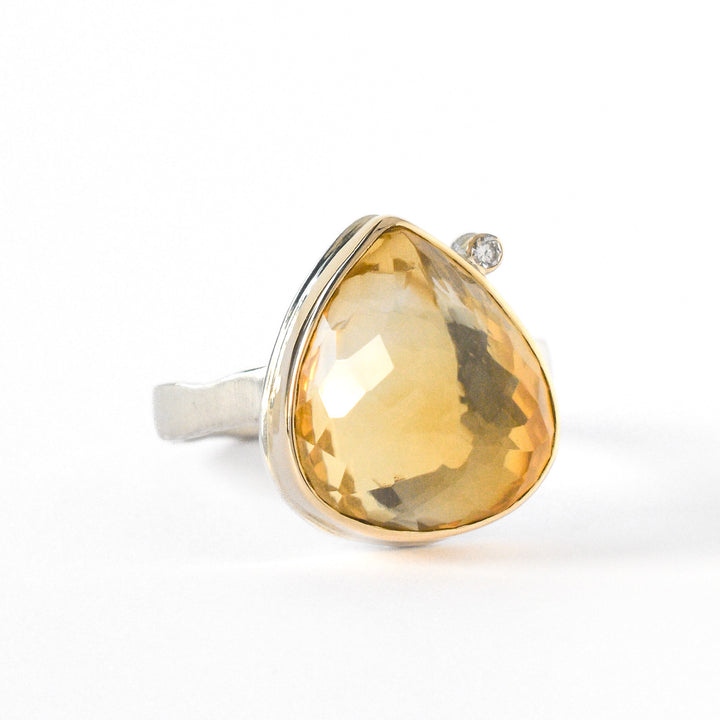 Inverted Citrine Lotus Ring