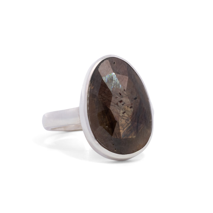 Asymmetrical Oval Chocolate Sapphire Ring