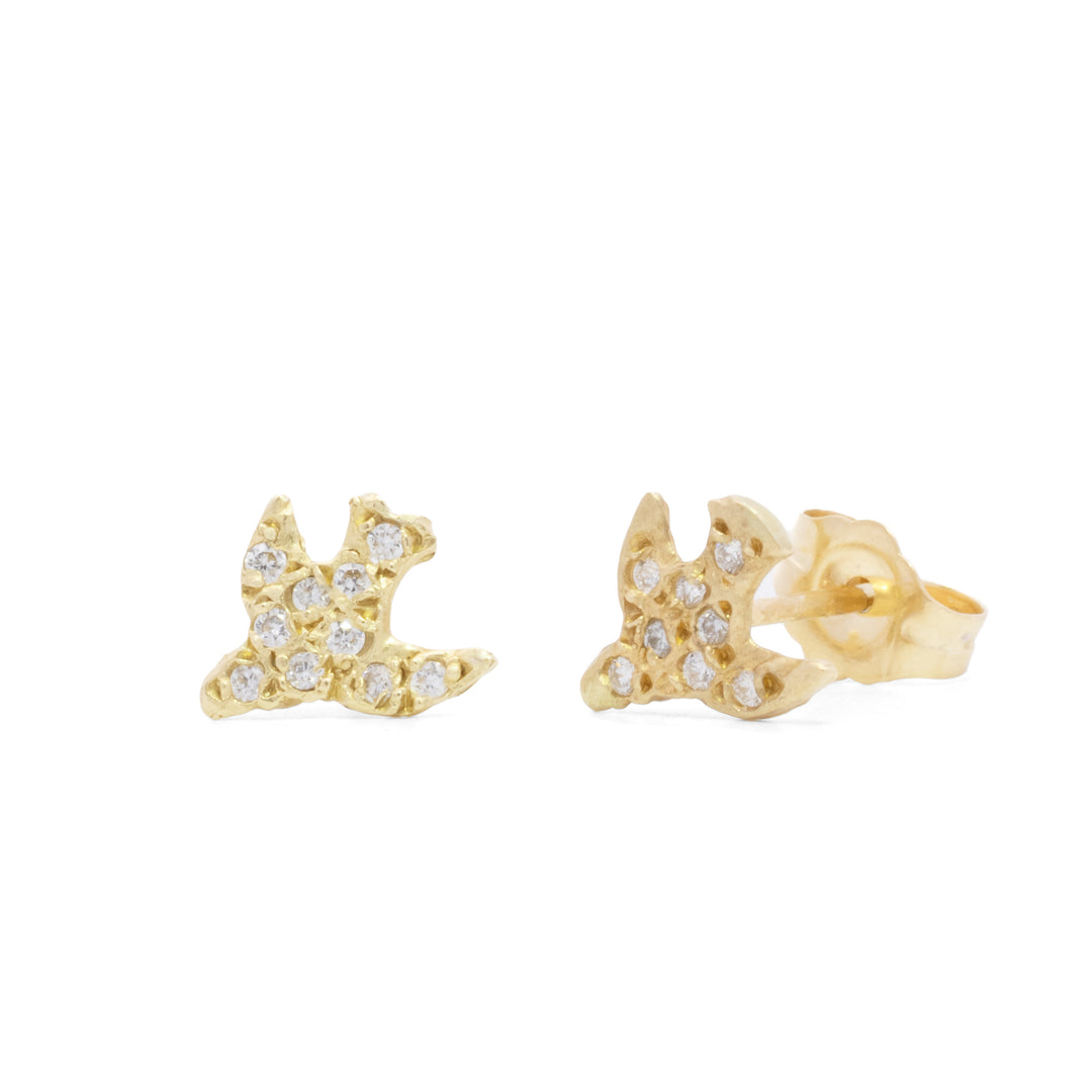 Pavé Diamond Bird Post Earrings