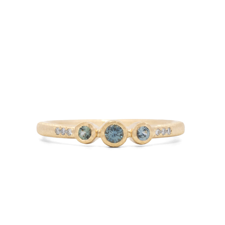Triple Montana Sapphire & Diamond Ring