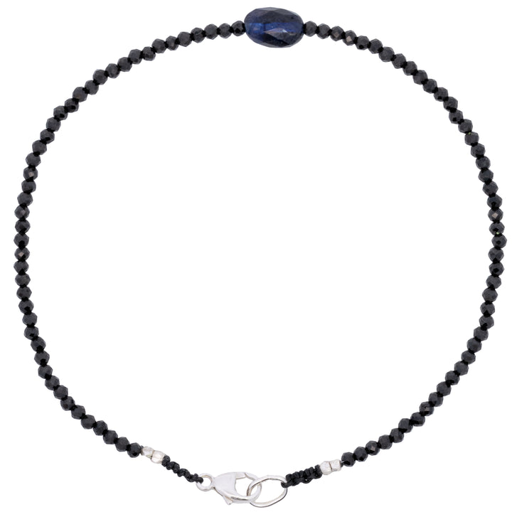 Black Spinel & Blue Sapphire Beaded Bracelet