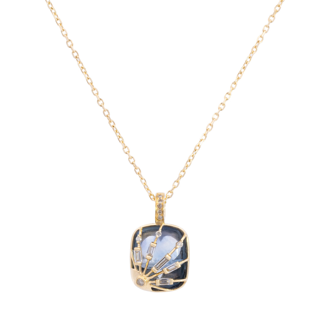 Fluorite Mini Sun with Diamonds Necklace