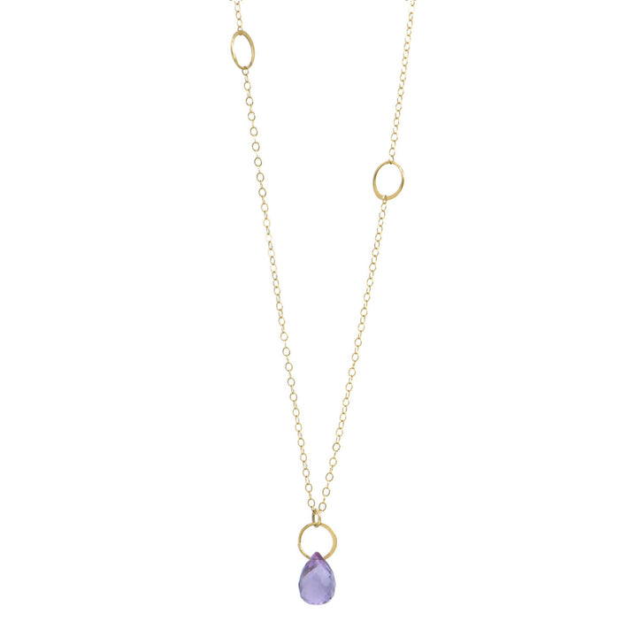 Rose Amethyst Drop Necklace