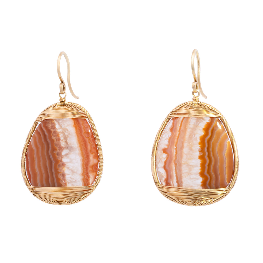 Montana Agate Wire Wrapped Drop Earrings