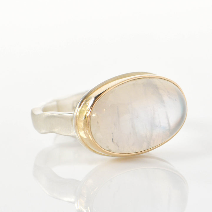 Small Oval Rainbow Moonstone Ring