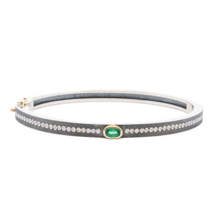 4 mm Junia Plus Oval Cut Emerald Silver Bracelet