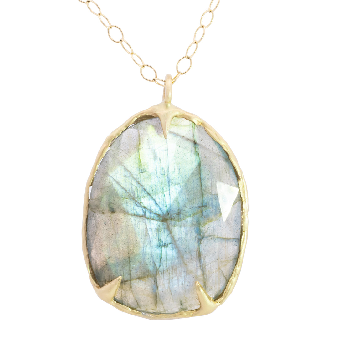 32.00 ct Rose Cut Asymmetrical Labradorite Necklace