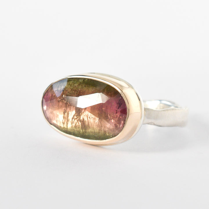 Asymmetrical Watermelon Tourmaline Ring