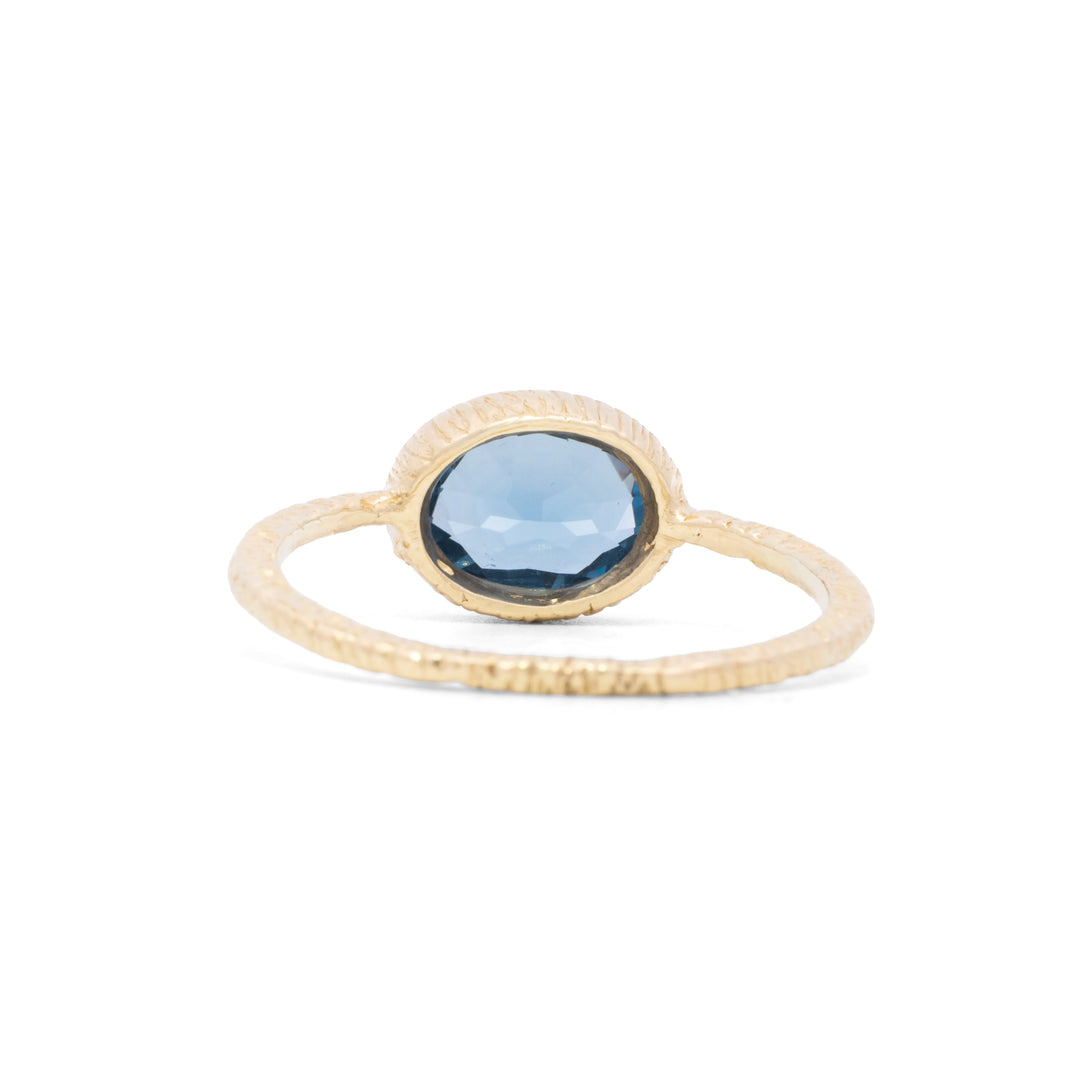 Small Oval Faceted Blue Zircon Ring
