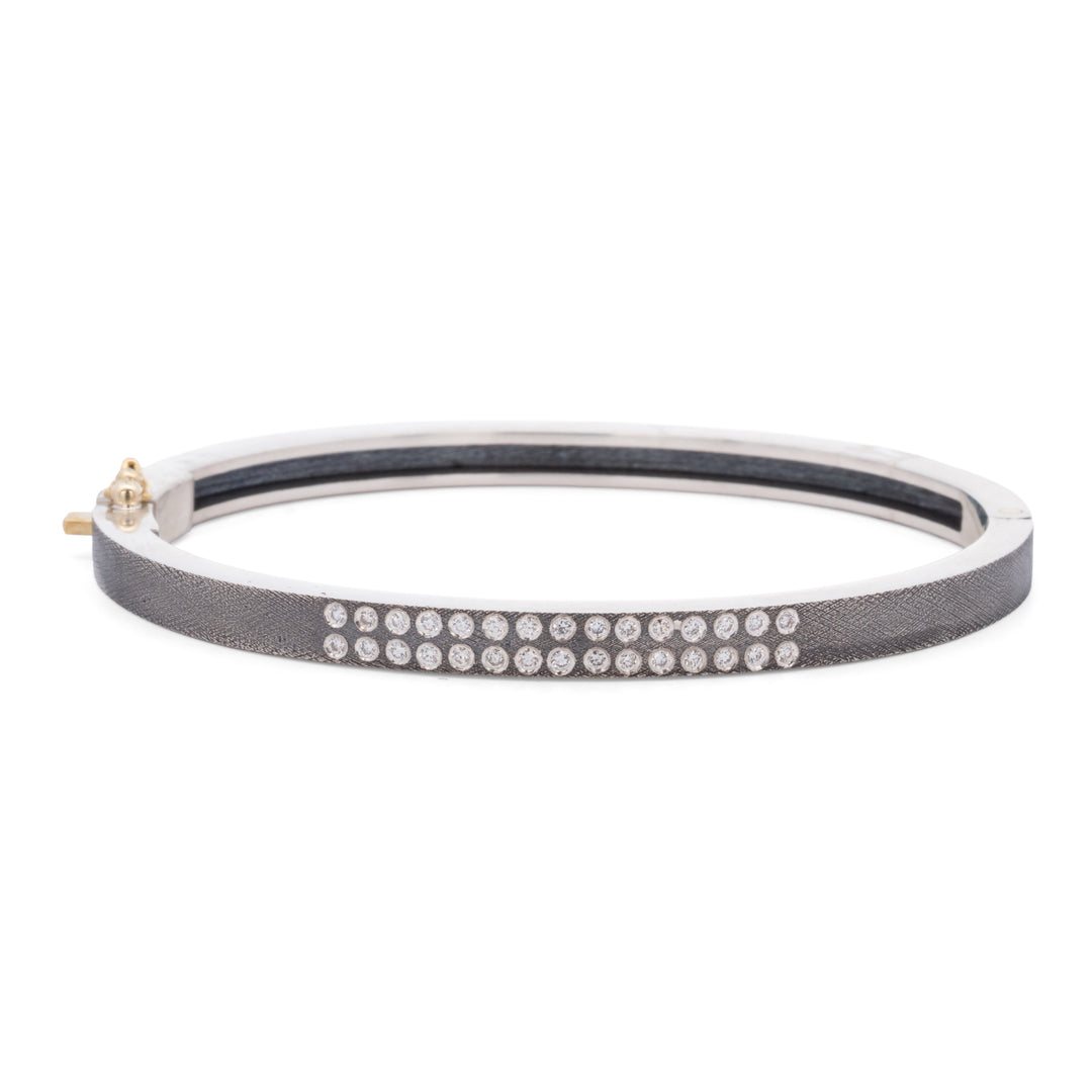 4mm Iman Diamond Silver Bangle Bracelet