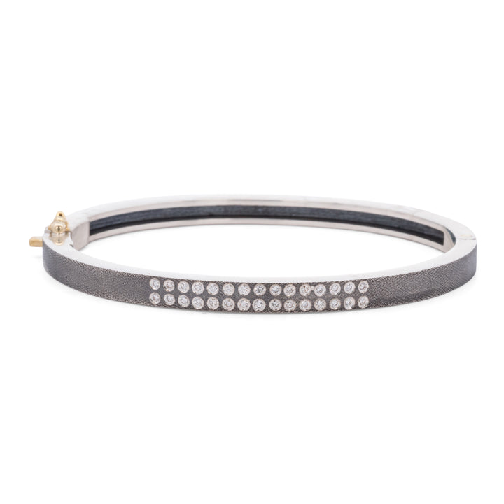 4mm Iman Diamond Silver Bangle Bracelet