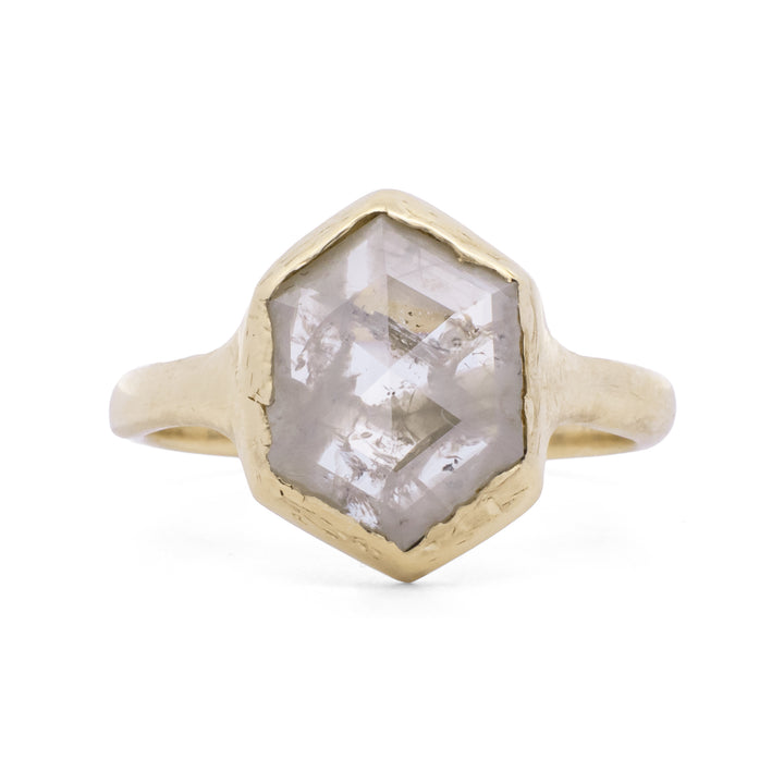 Hexagonal Rose Cut Diamond Ring