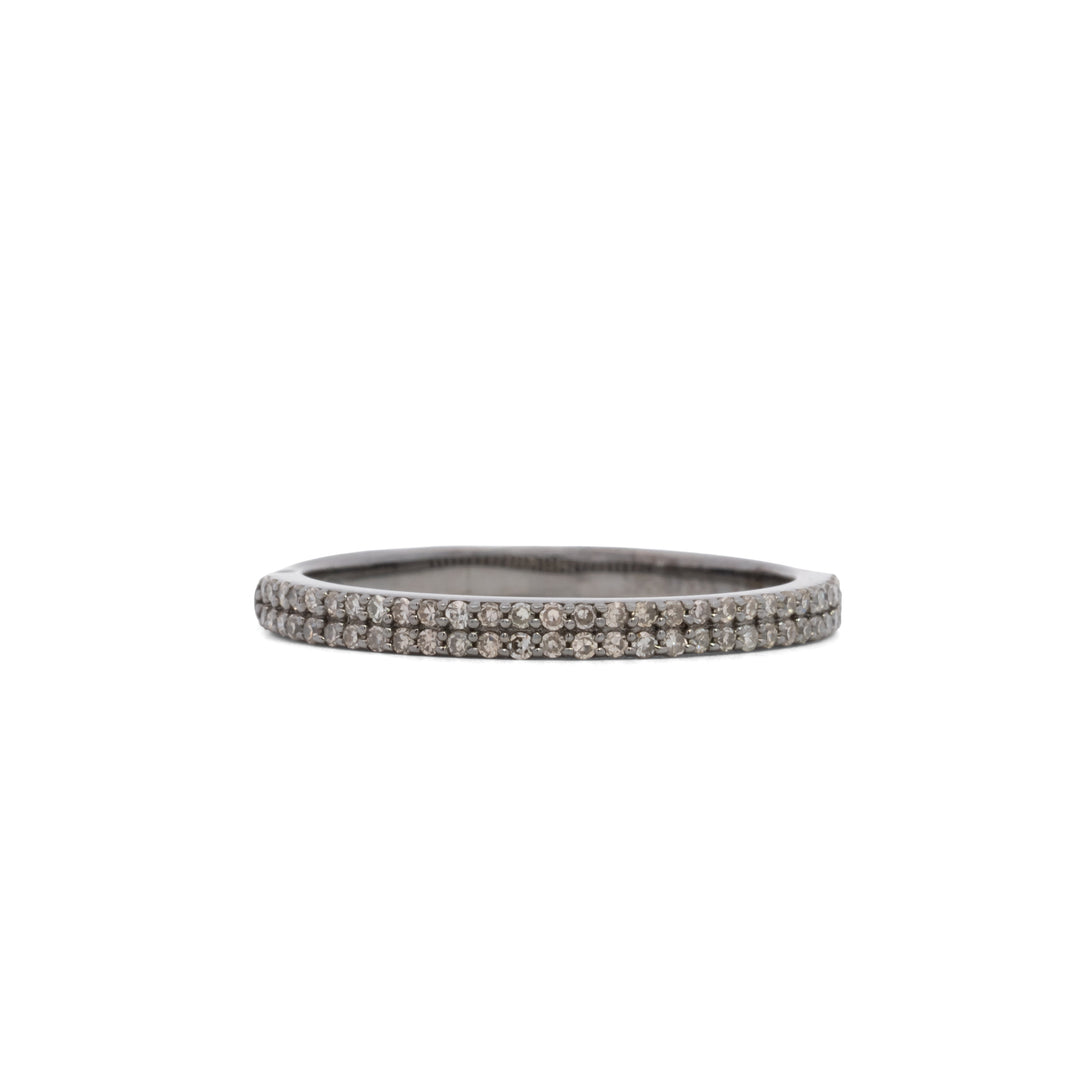 Double Row Pavé Diamond Half Eternity Ring