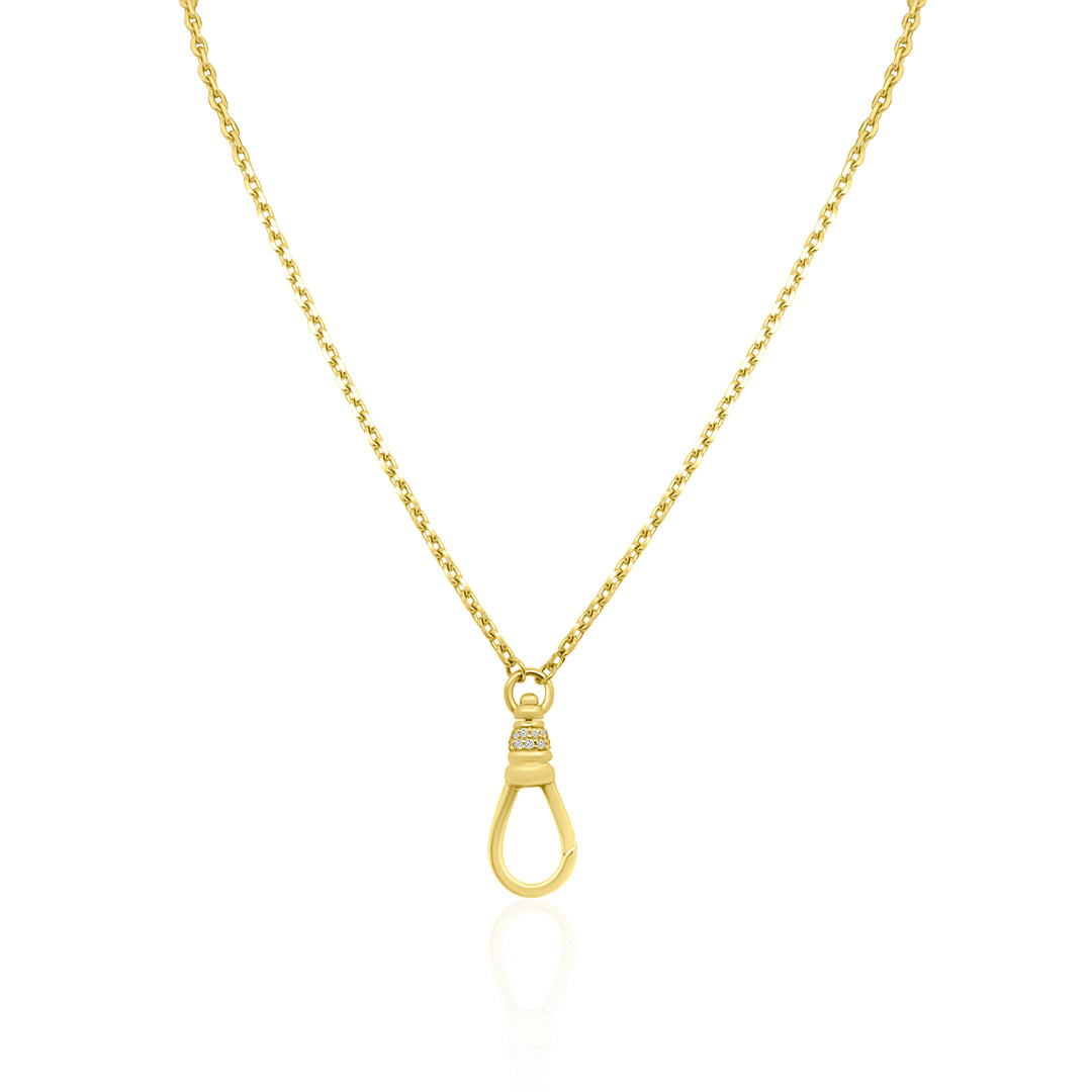 Oval Link Necklace with Diamond Charm Holder