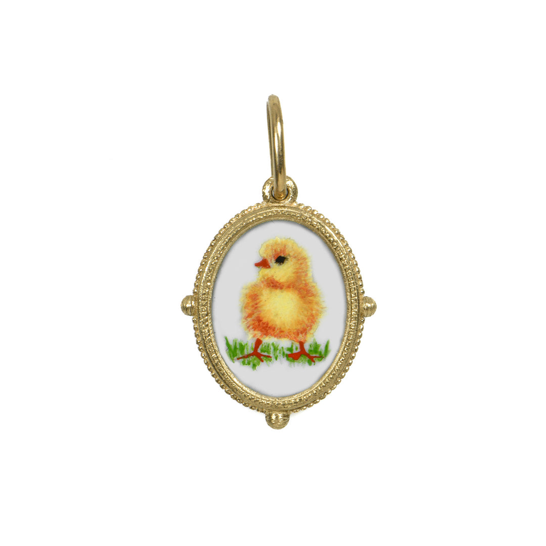 Small Hand Painted Vitreous Enamel Baby Chick Charm