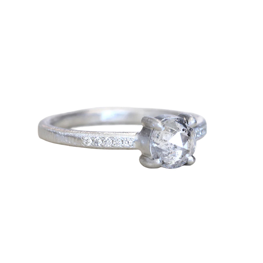 Rose Cut Salt & Pepper Diamond Ring