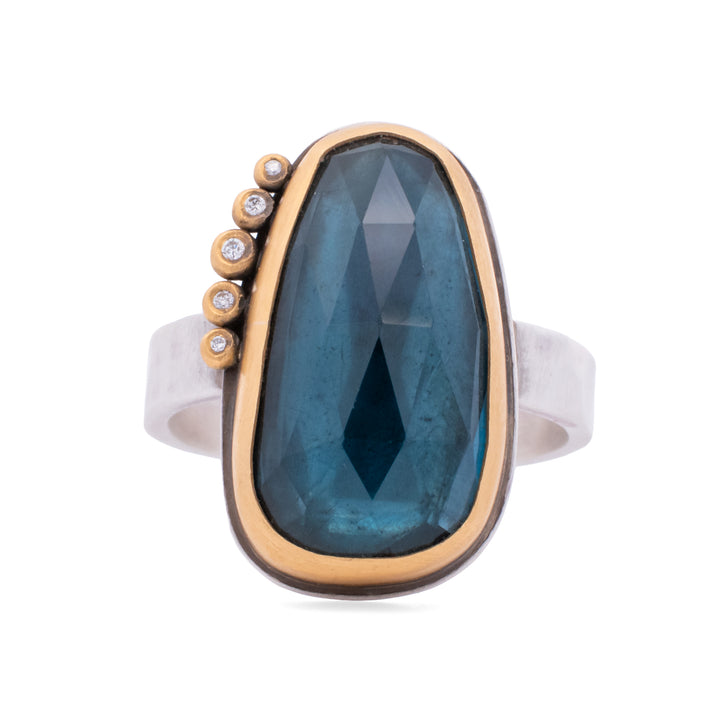 London Blue Topaz Five Diamond Ring