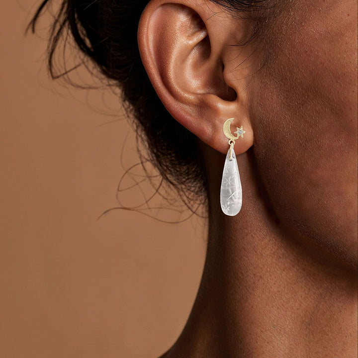 Twinkling Moon Quartz Drop Earrings