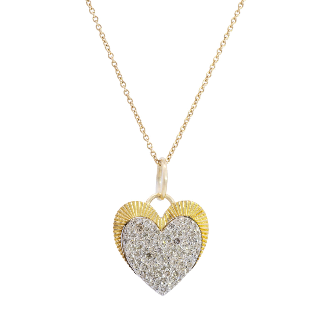 Two Tone Layered Pavé Diamond Heart Charm