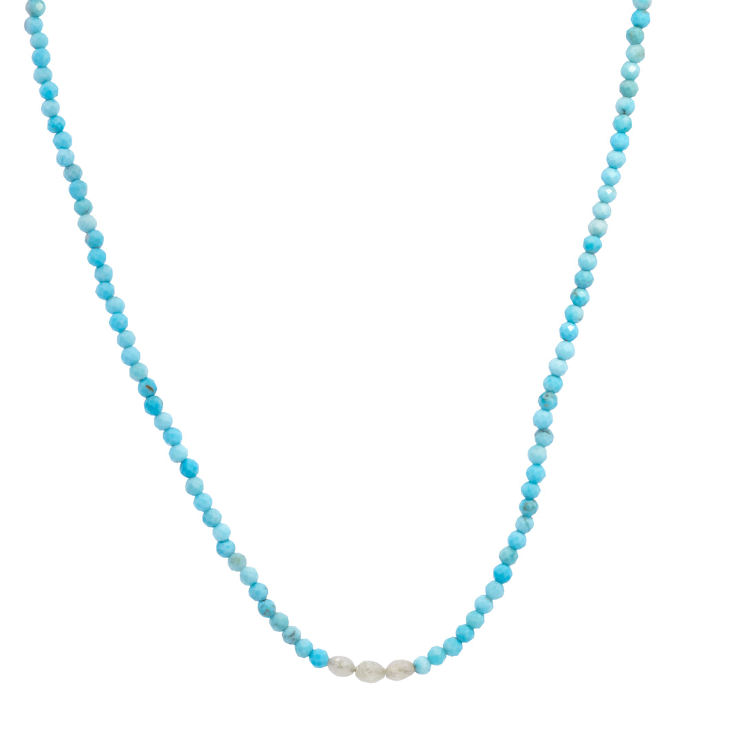 Turquoise & Diamond Trio Bead Necklace